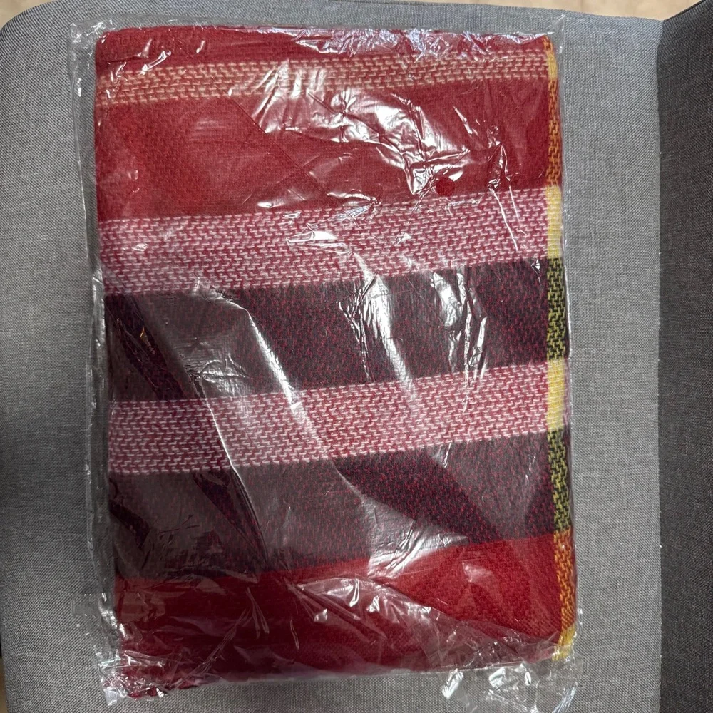 Plaid Red and Black Scarf